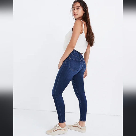 Madewell Curvy High Rise Skinny Dark Medium Wash Denim Womens Preppy Summer - Picture 11 of 13